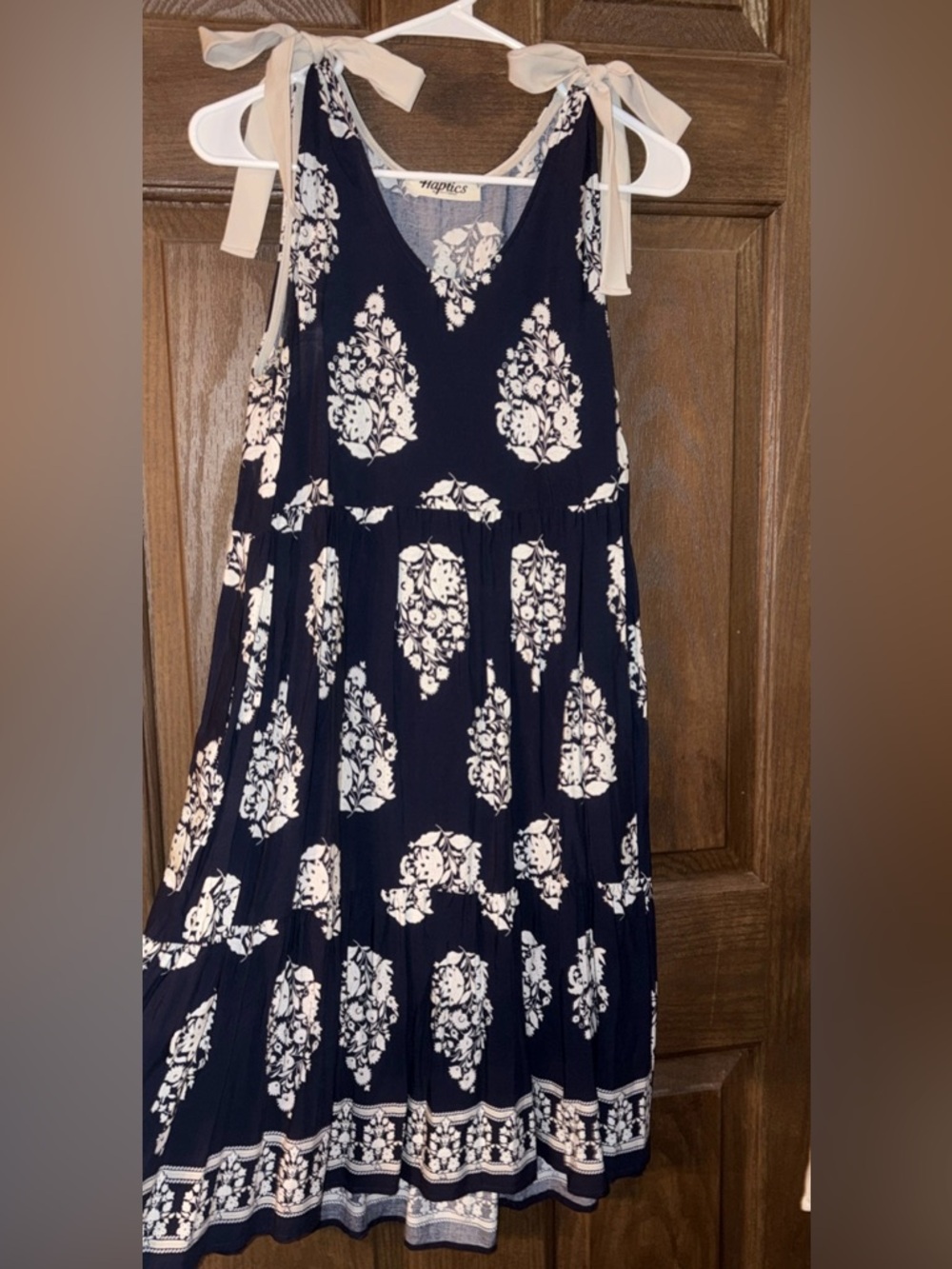 Navy Floral Tie-Shoulder Maxi Dress